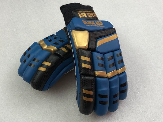 Blue/Gold Cricket Batting Gloves by Black Ash - Free Shipping