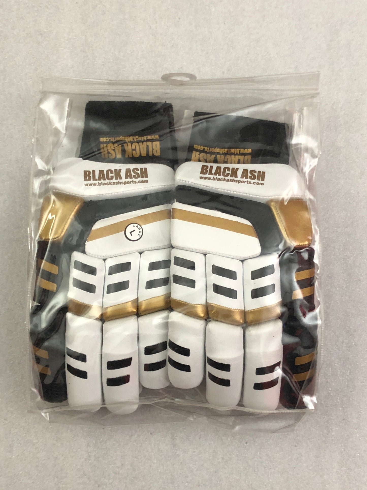 White/Gold Cricket Batting Gloves by Black Ash - Free Shipping