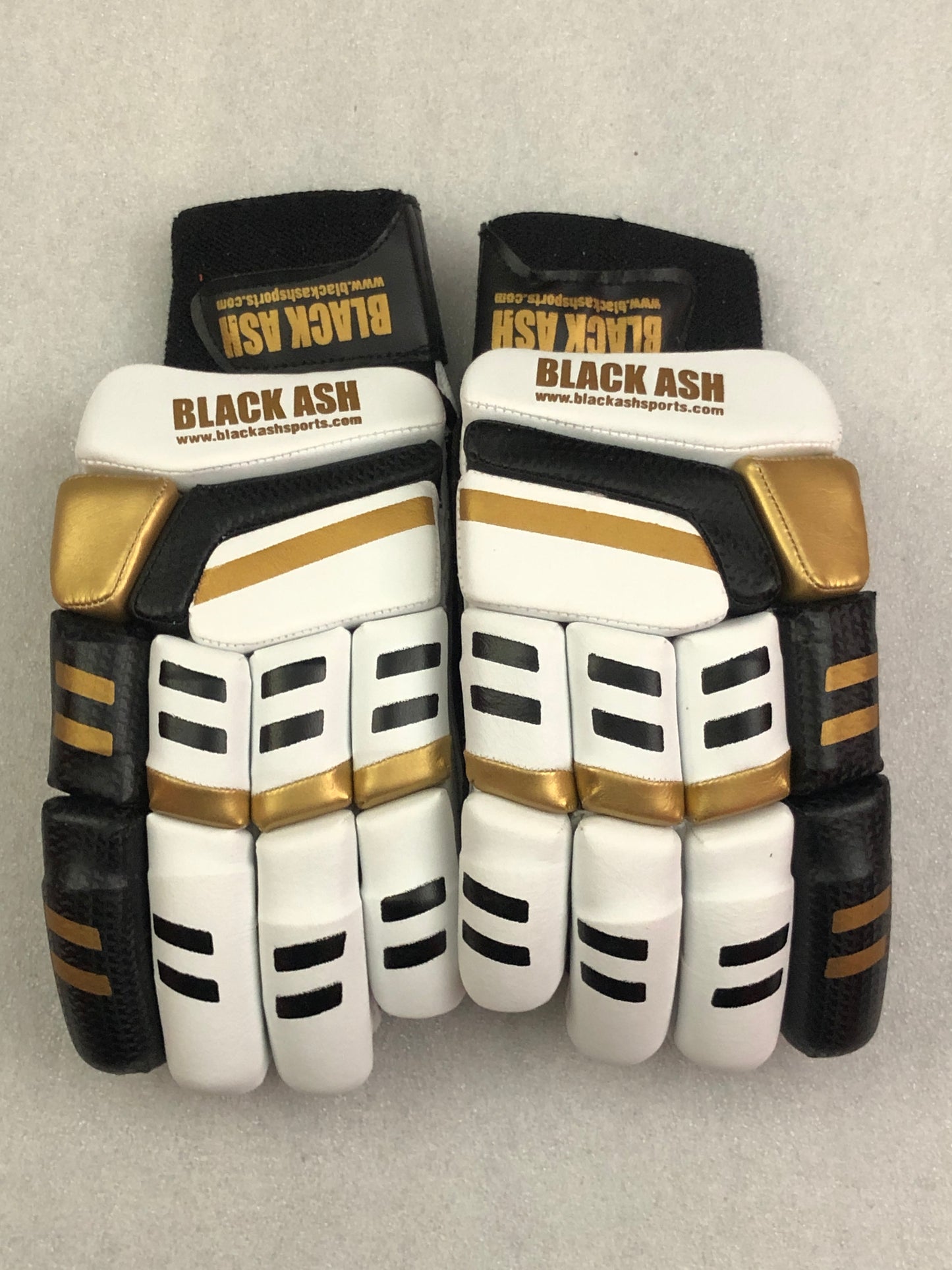 White/Gold Cricket Batting Gloves by Black Ash - Free Shipping