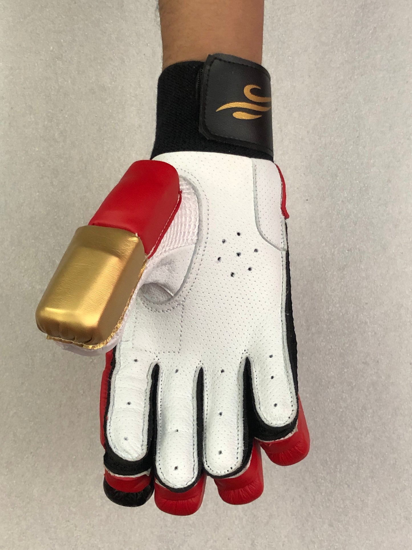 Red/Gold Cricket Batting Gloves by Black Ash - FREE SHIPPING