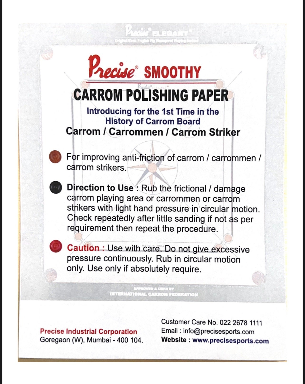 Precise Smoothy carrom polishing paper - pack of 1