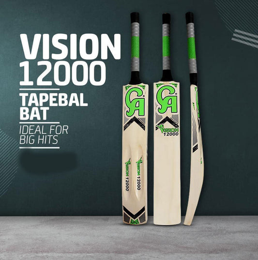 CA Vision 12000 tennis ball - tape ball cricket bat (Natural classic)