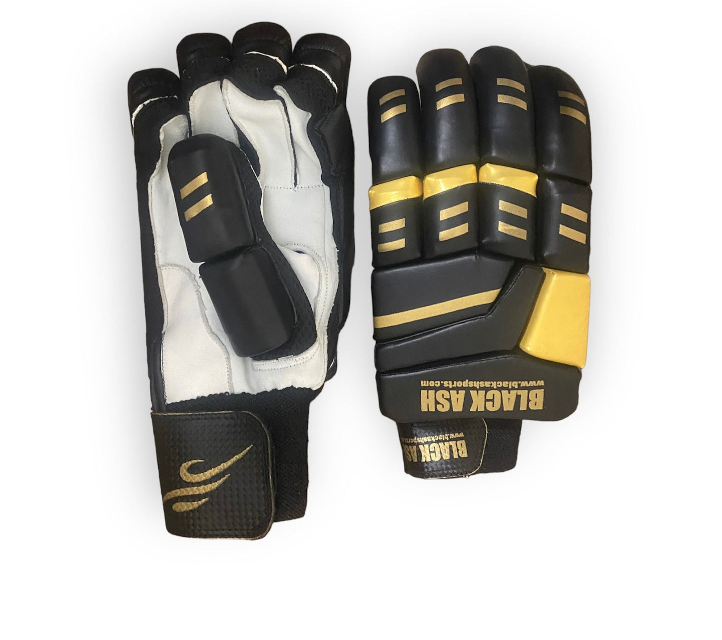 Black/Gold Cricket Batting Gloves by Black Ash - Free Shipping